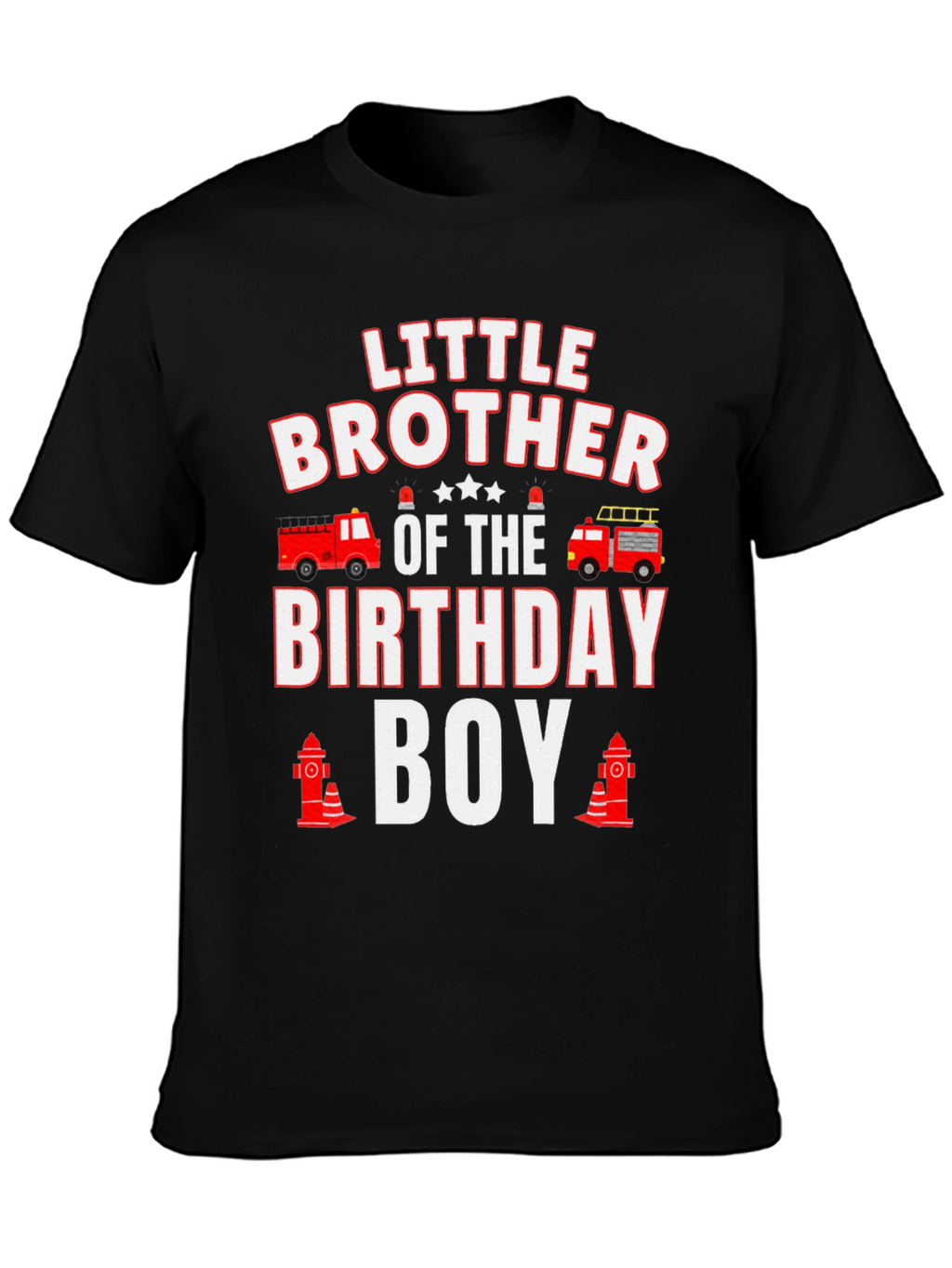 Little Brother Birthday Boy Firetruck T-Shirt