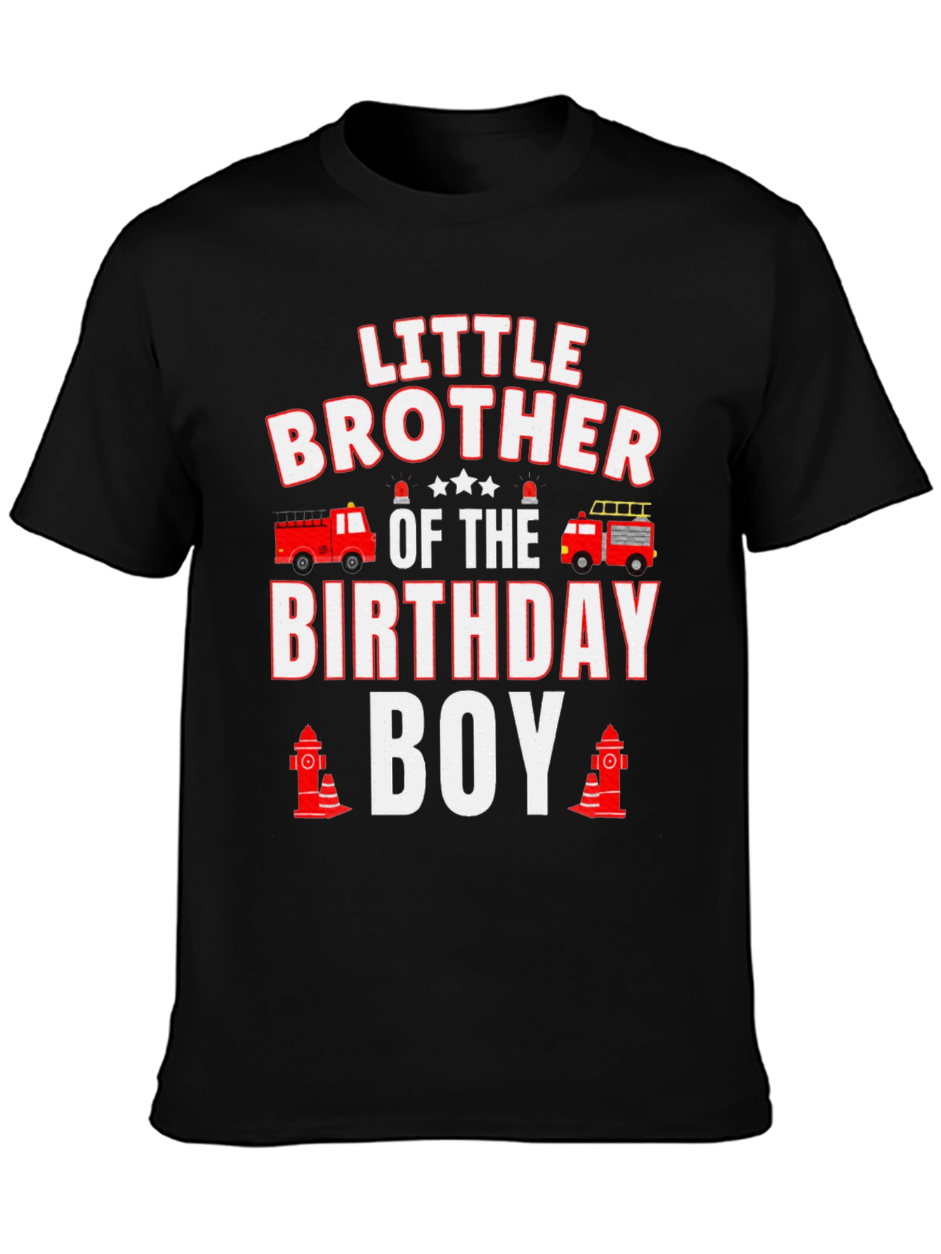 Little Brother Birthday Boy Firetruck T-Shirt