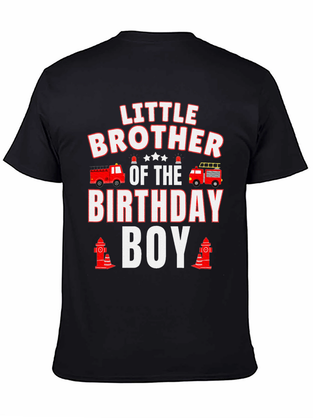 Little Brother Birthday Boy Firetruck T-Shirt