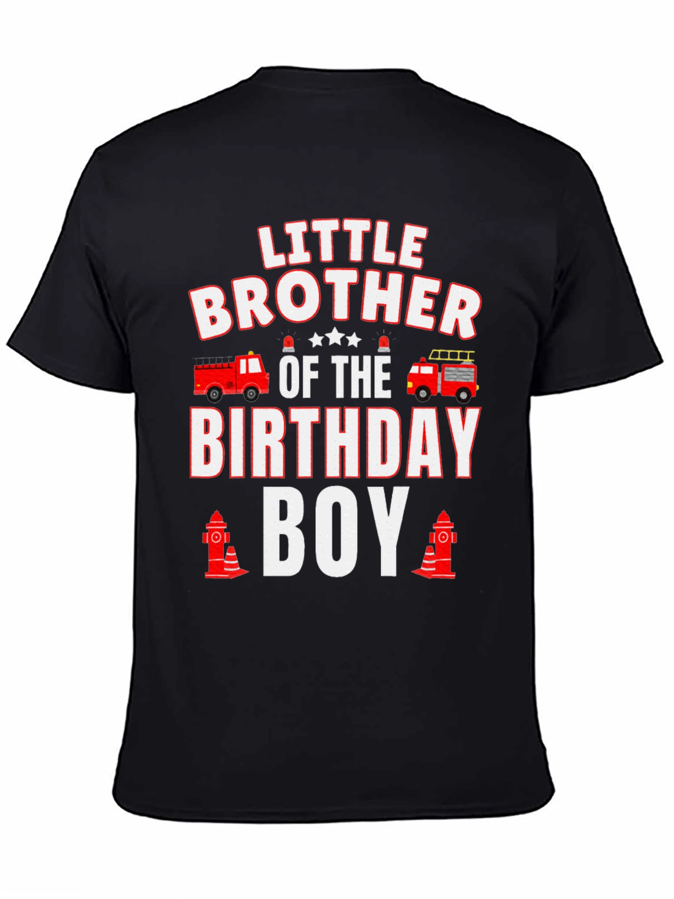 Little Brother Birthday Boy Firetruck T-Shirt