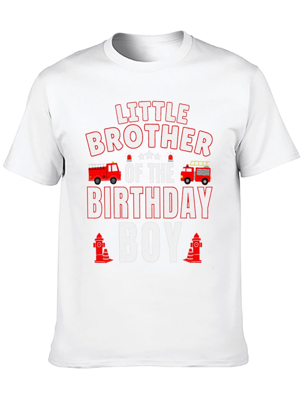 Little Brother Birthday Boy Firetruck T-Shirt