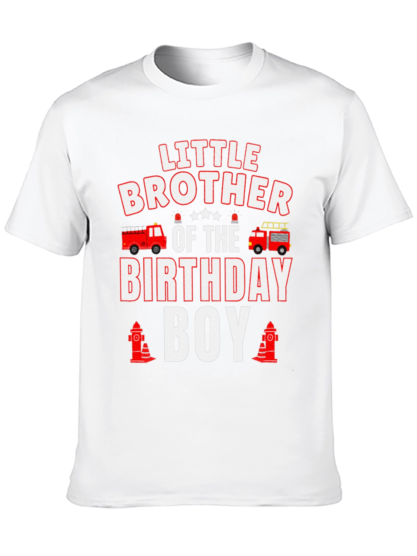 Little Brother Birthday Boy Firetruck T-Shirt