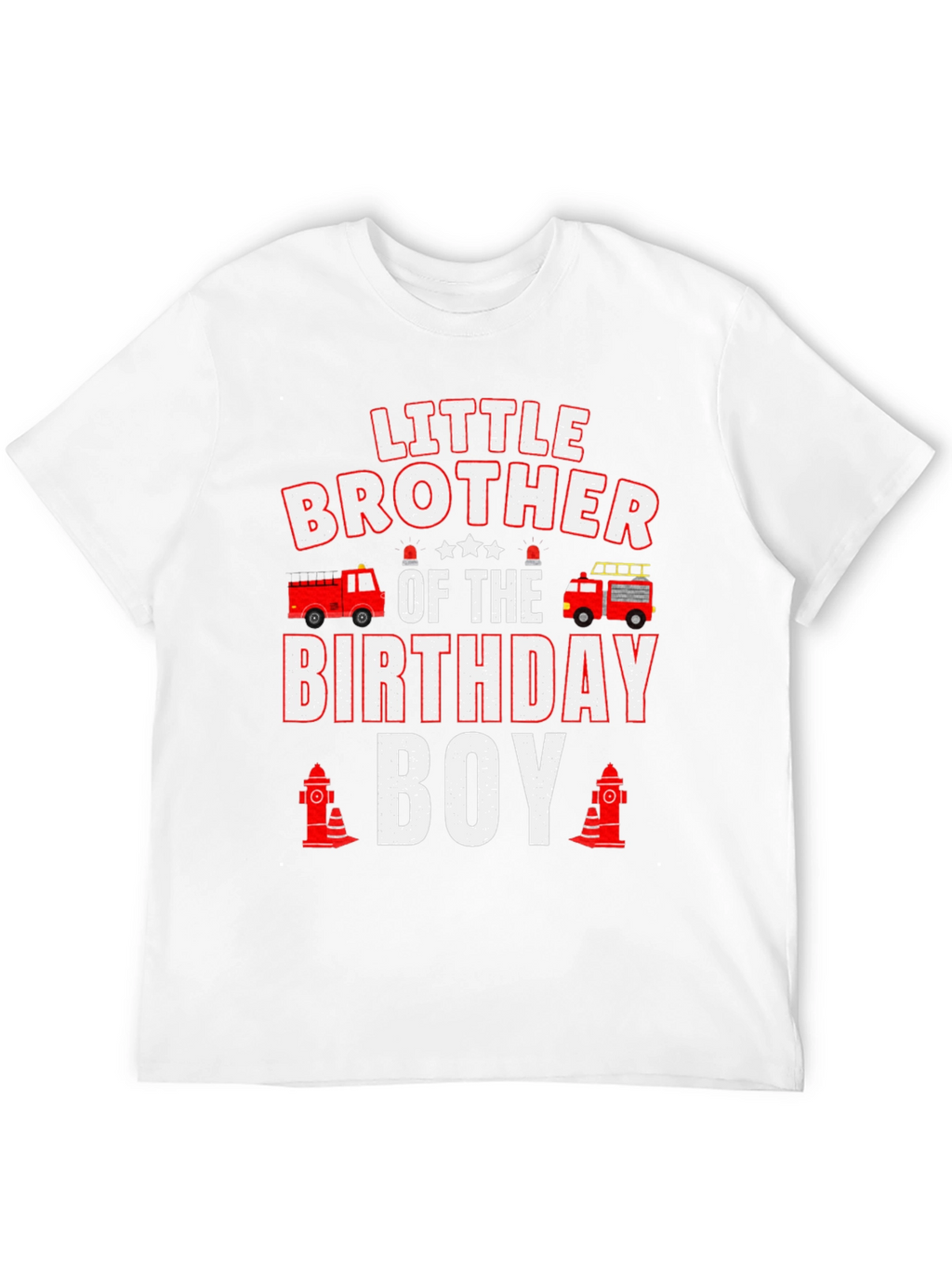 Little Brother Birthday Boy Firetruck T-Shirt