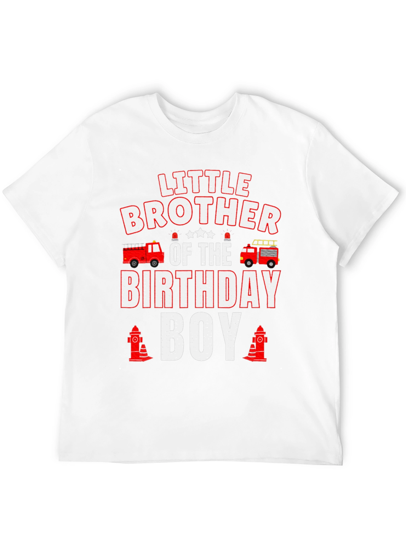 Little Brother Birthday Boy Firetruck T-Shirt