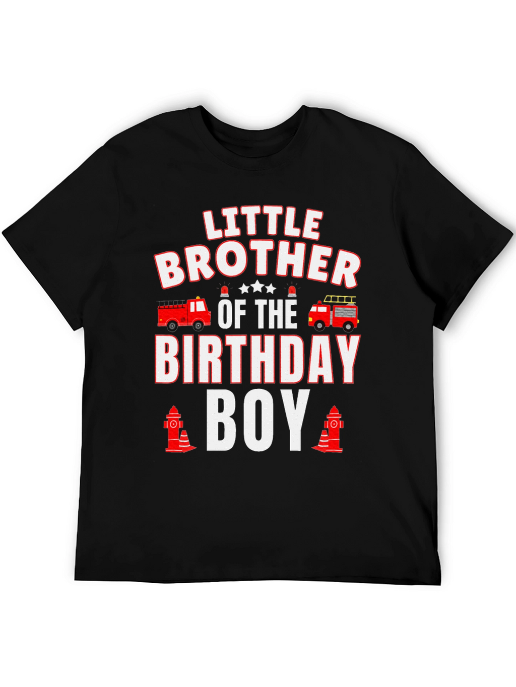 Little Brother Birthday Boy Firetruck T-Shirt