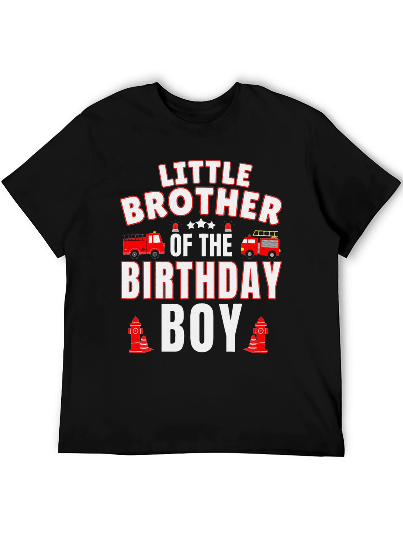 Little Brother Birthday Boy Firetruck T-Shirt