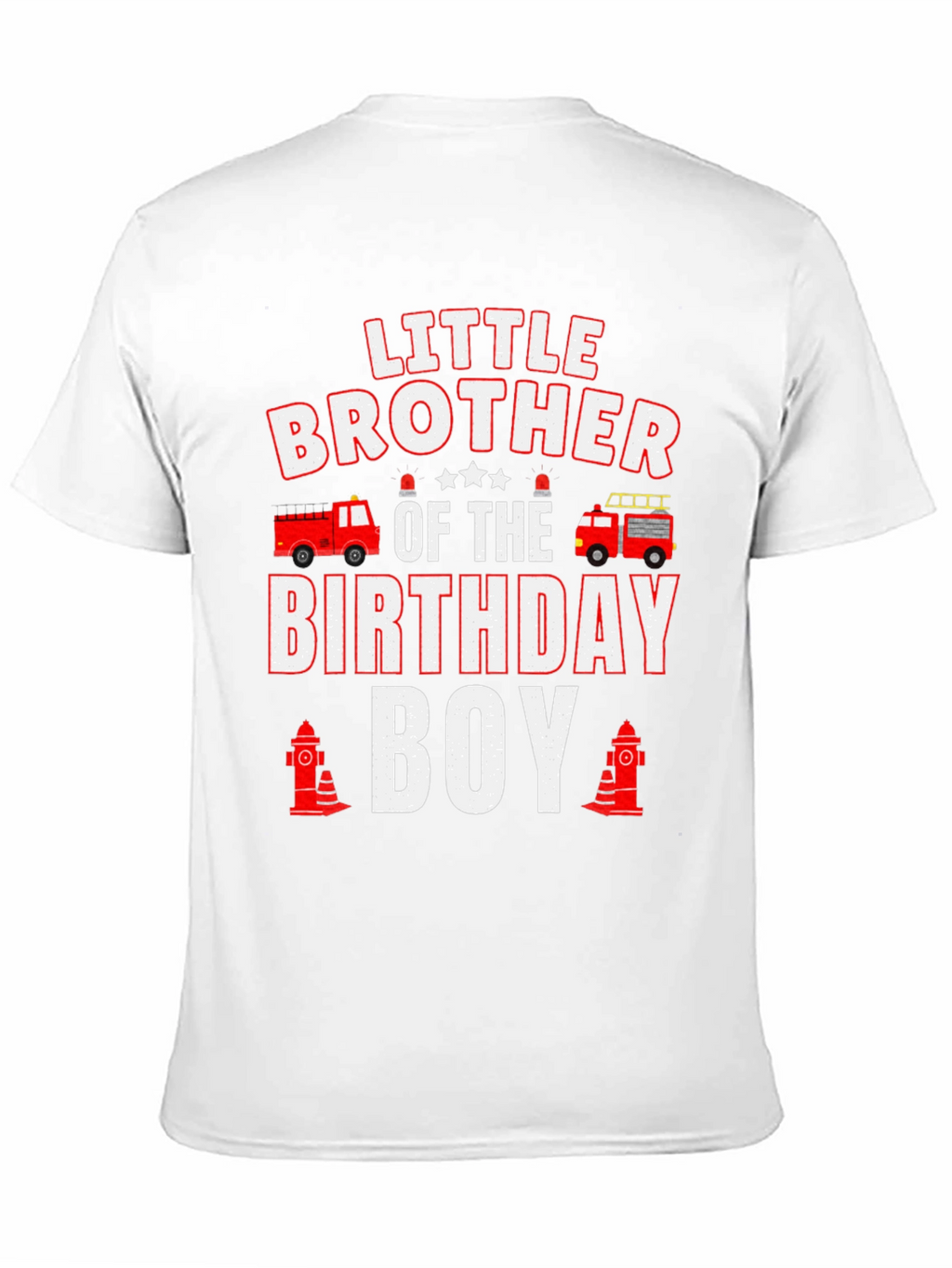 Little Brother Birthday Boy Firetruck T-Shirt