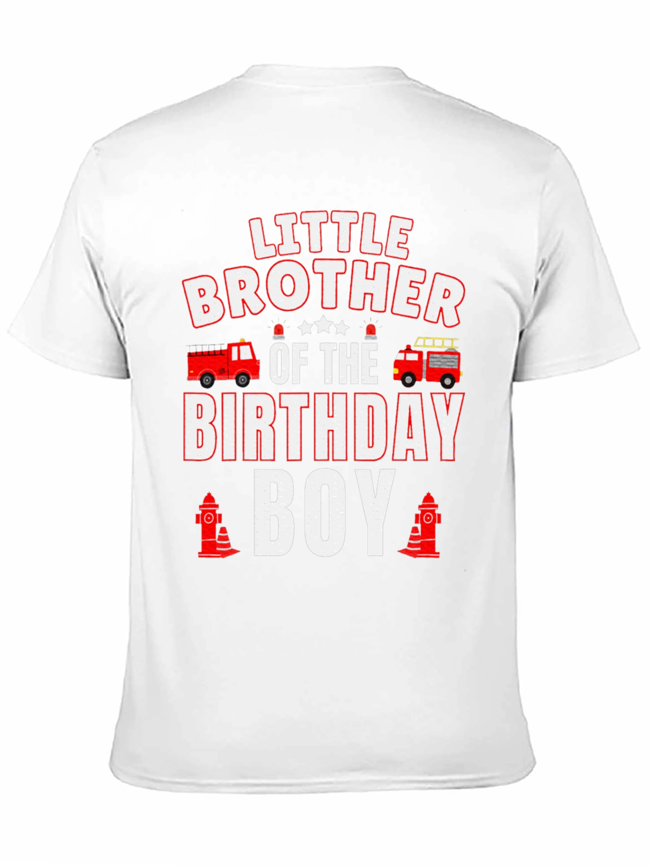 Little Brother Birthday Boy Firetruck T-Shirt