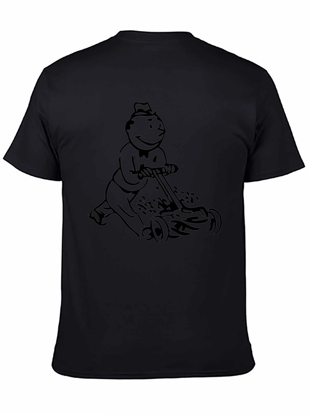 Monopoly Man Mowing T-Shirt - Black Graphic Tee