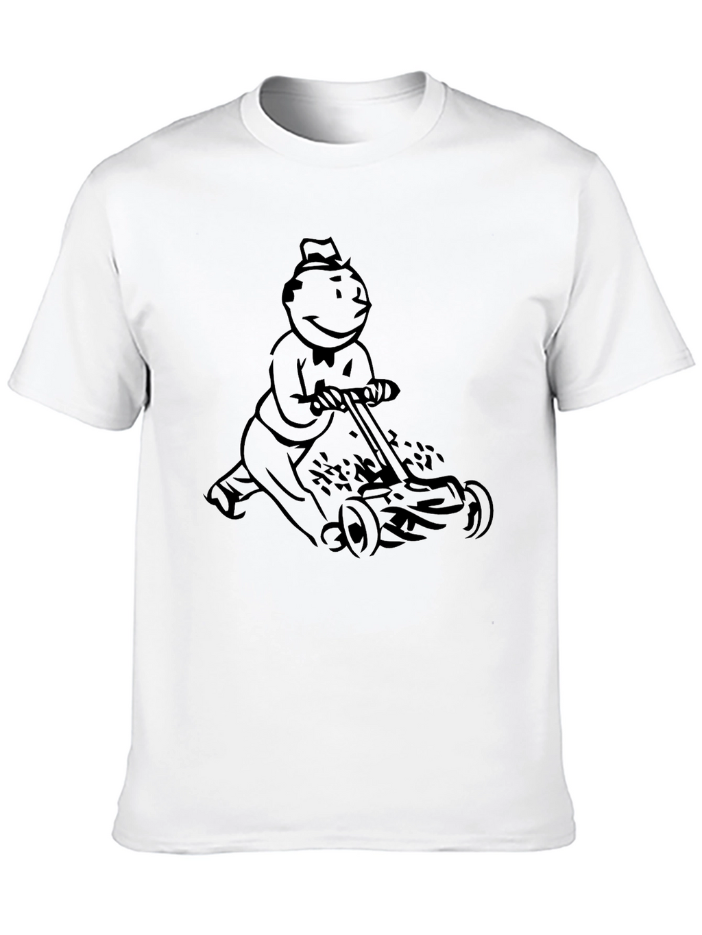 Monopoly Man Mowing T-Shirt - Black Graphic Tee