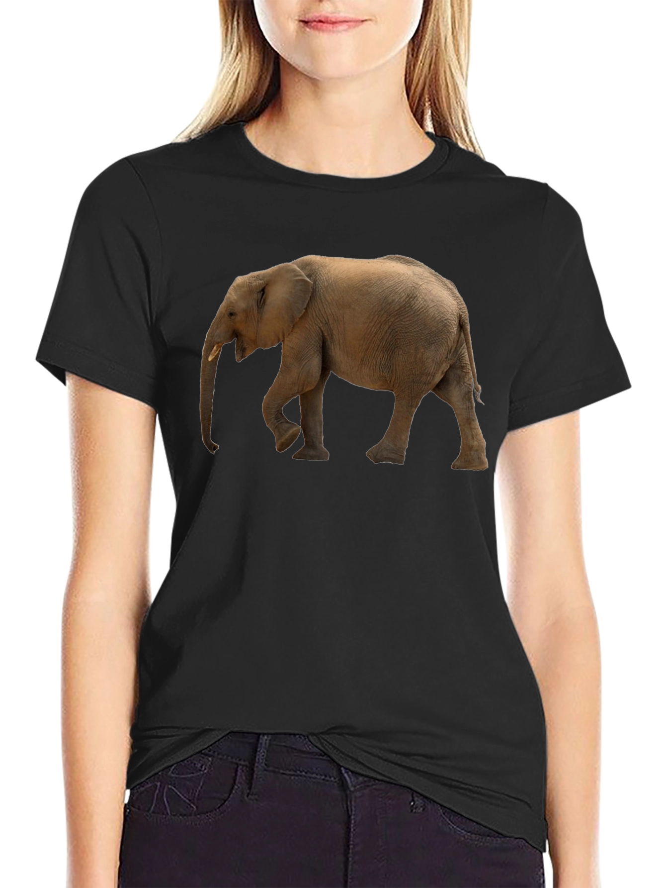 Elephant Graphic Tee - Black Cotton Comfort