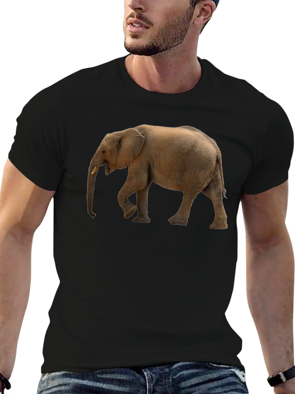 Elephant Graphic Tee - Black Cotton Comfort