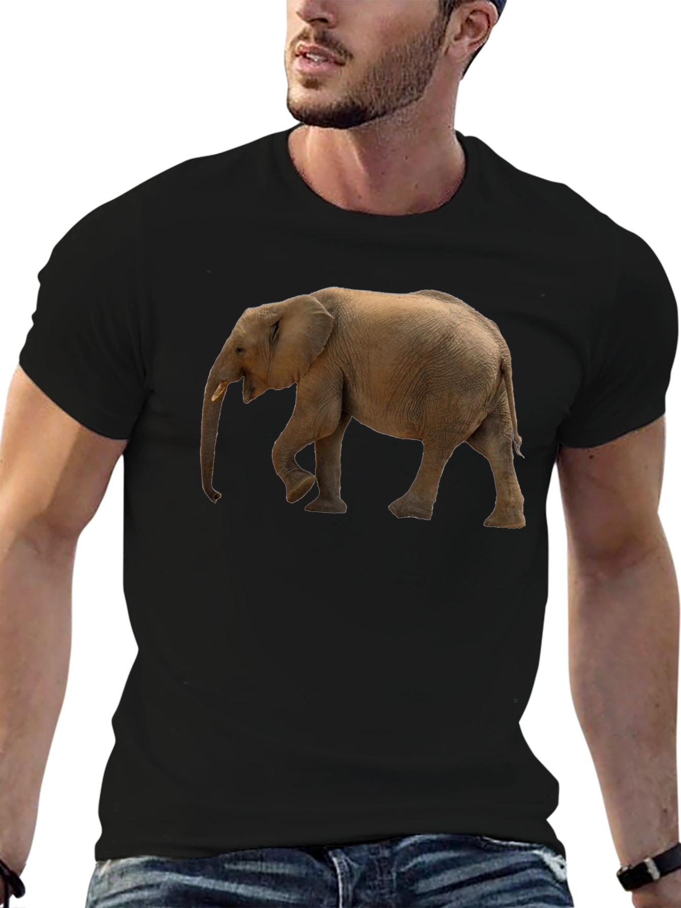 Elephant Graphic Tee - Black Cotton Comfort