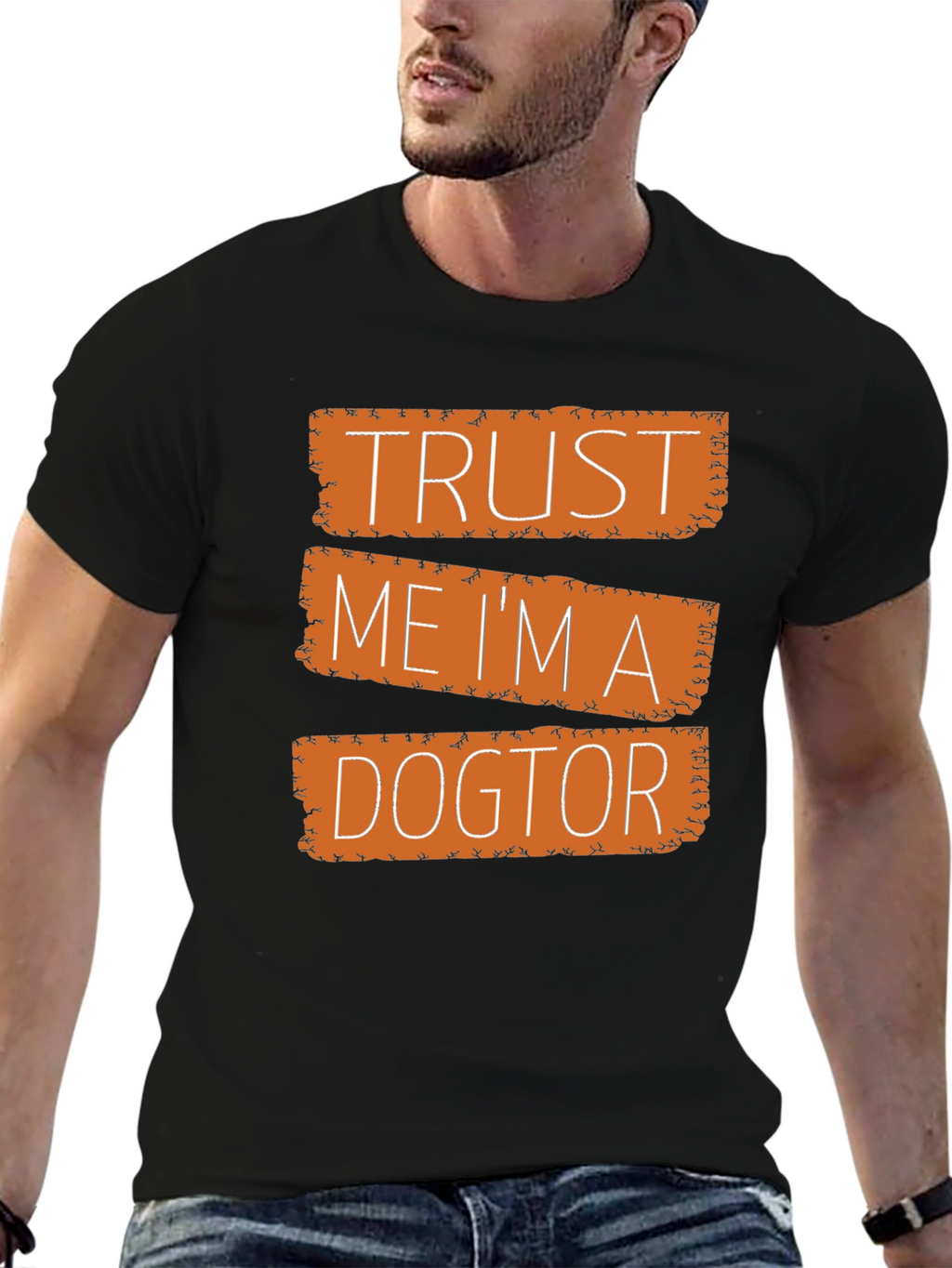 Trust Me Im a Dogtor Black Graphic T-Shirt