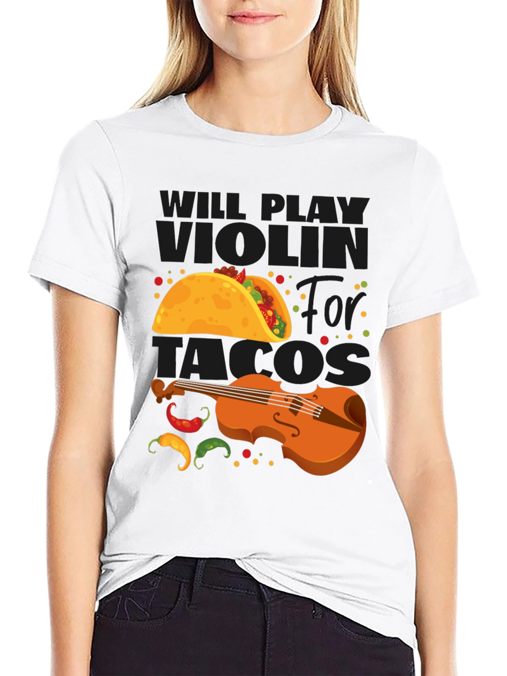 Will Play Violin for Tacos Funny Graphic Tee
