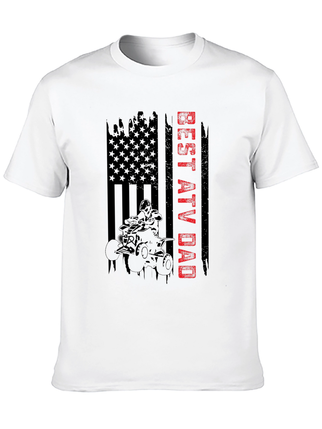 Best ATV Dad American Flag Graphic T-Shirt