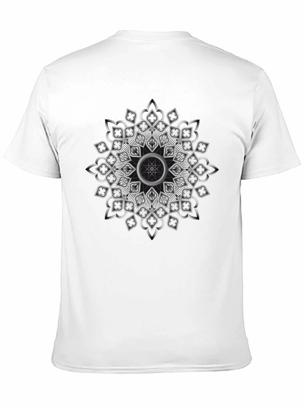 Geometric Silver Mandala Graphic Black T-Shirt