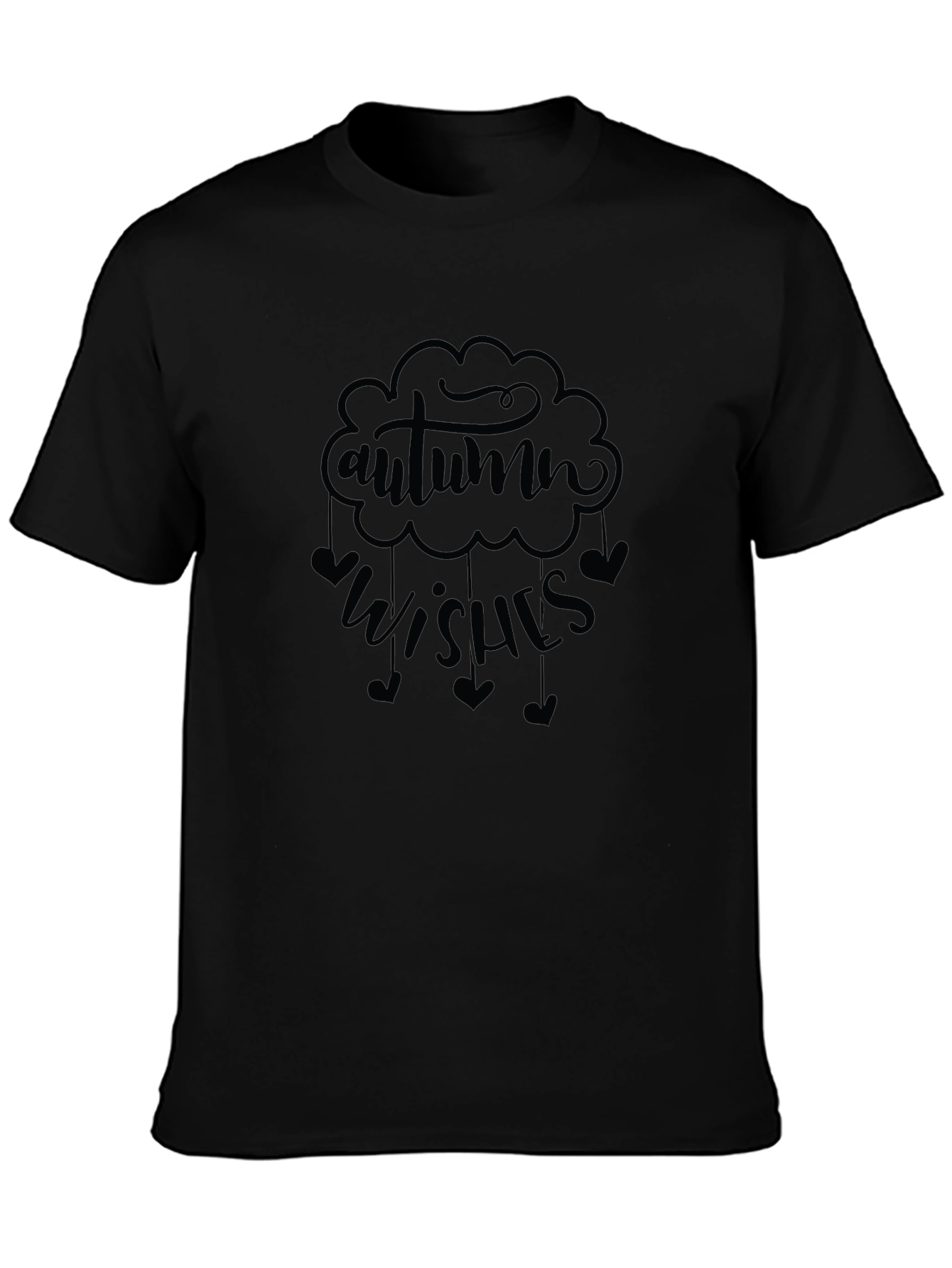 Autumn Wishes Graphic Tee - Black Cotton Comfort