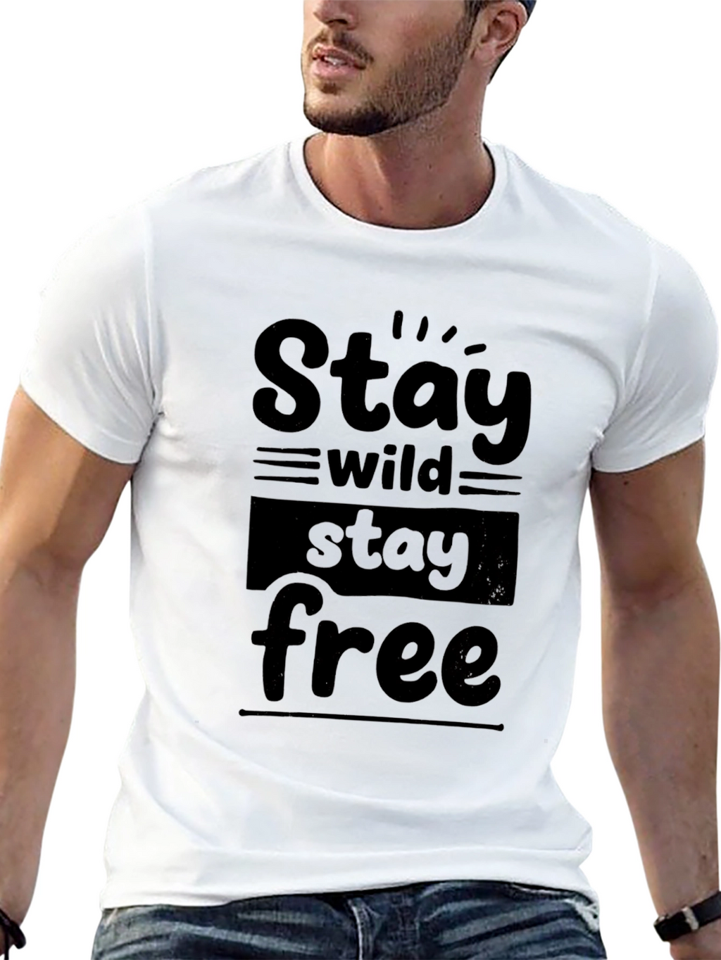 Stay Wild Stay Free Graphic Black T-Shirt