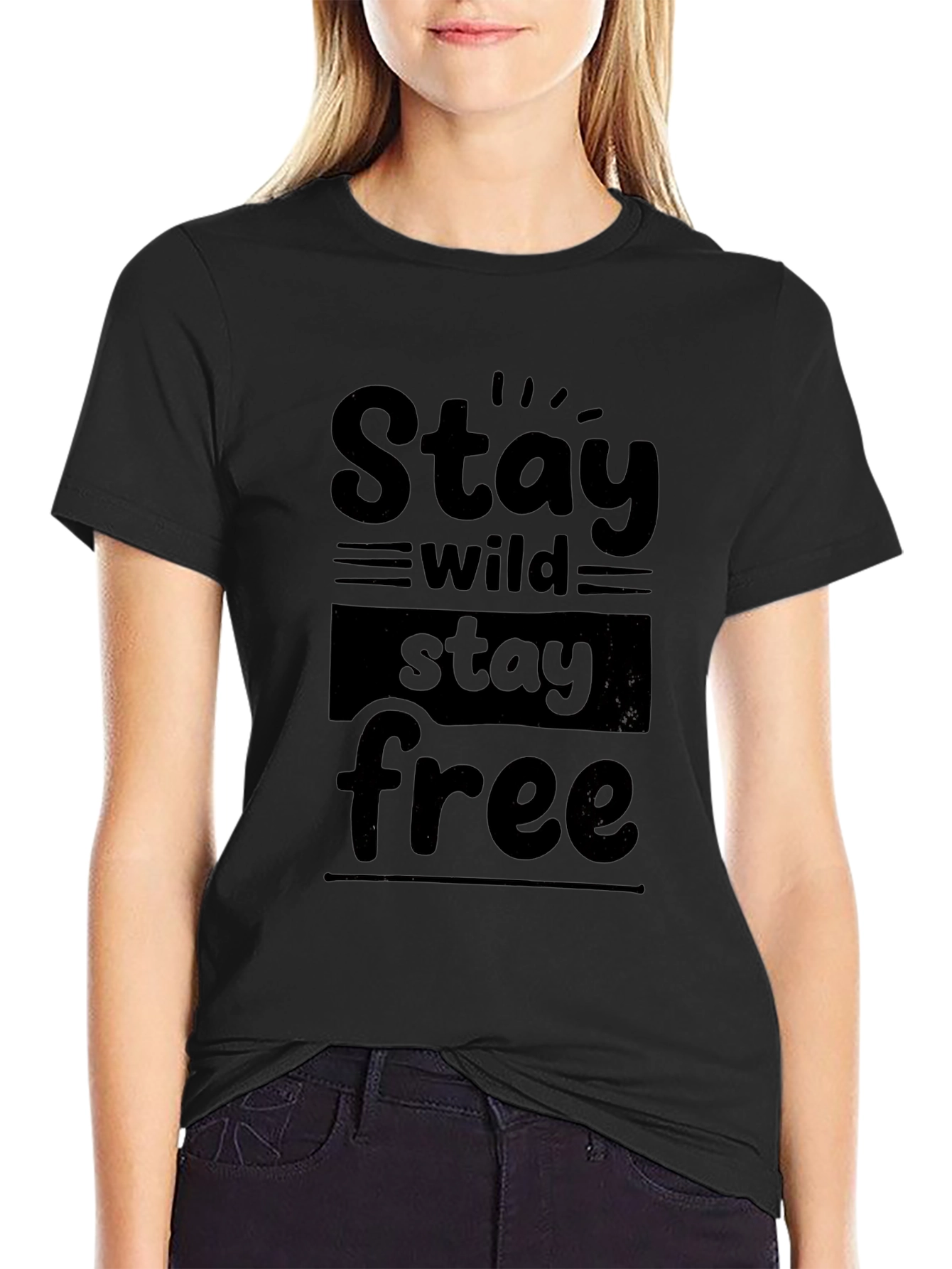 Stay Wild Stay Free Graphic Black T-Shirt