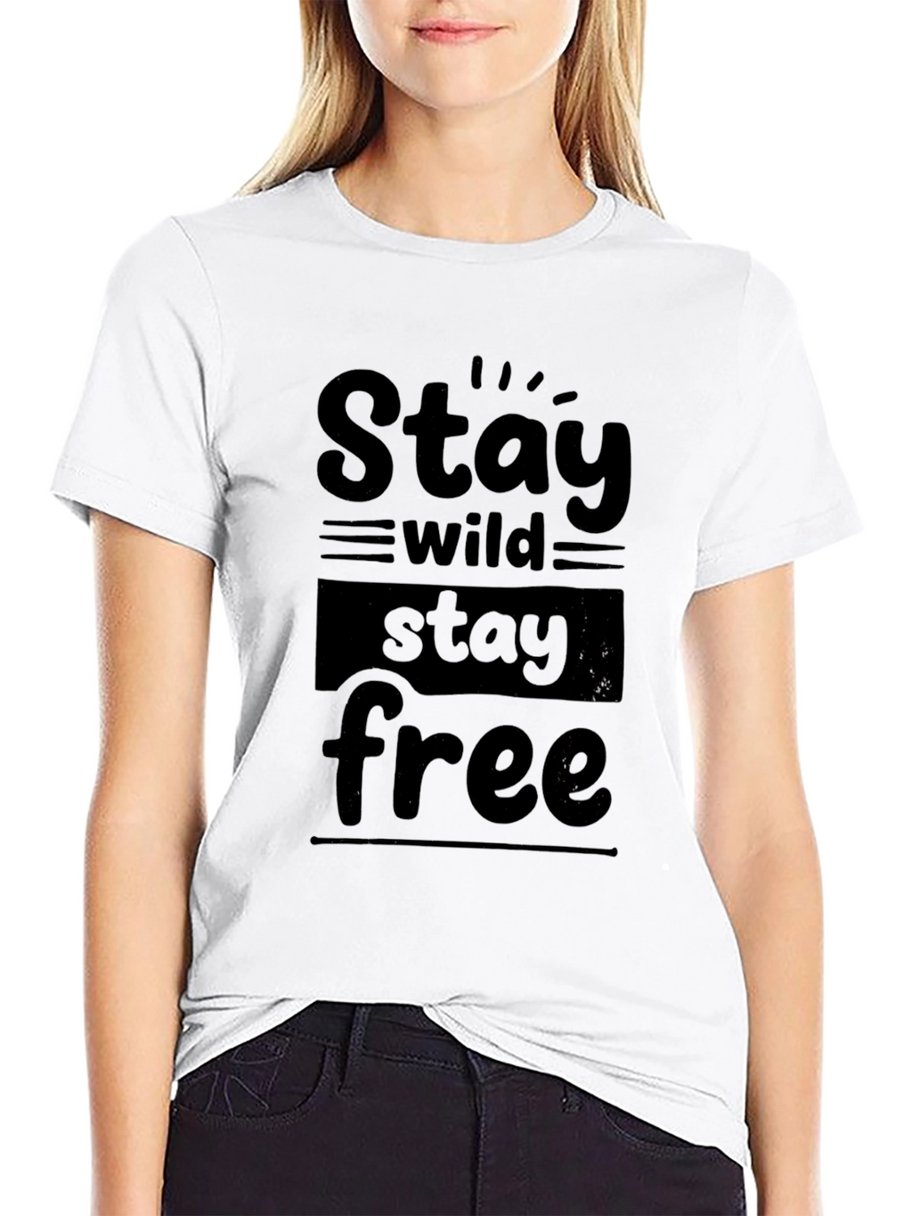 Stay Wild Stay Free Graphic Black T-Shirt