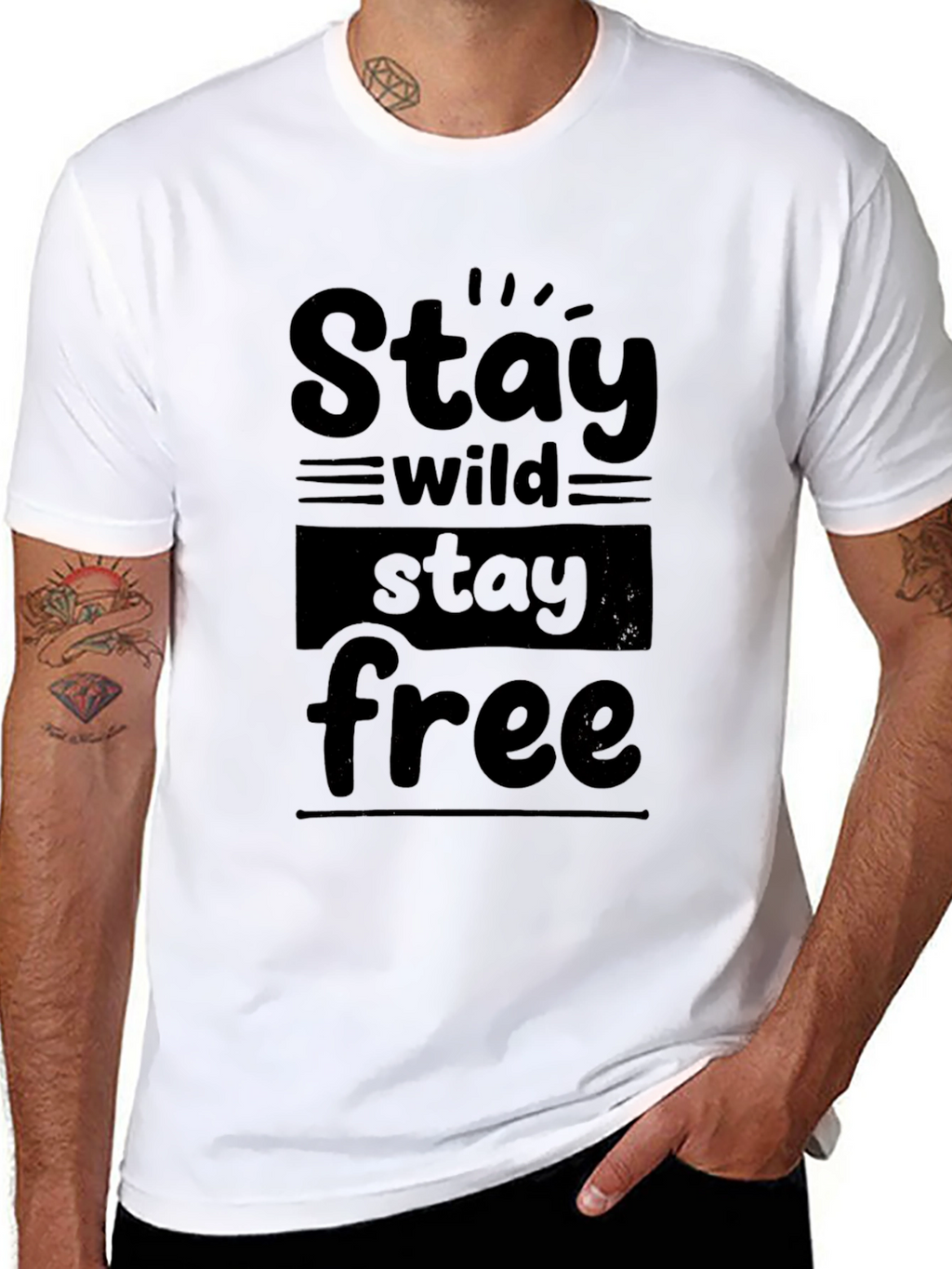 Stay Wild Stay Free Graphic Black T-Shirt