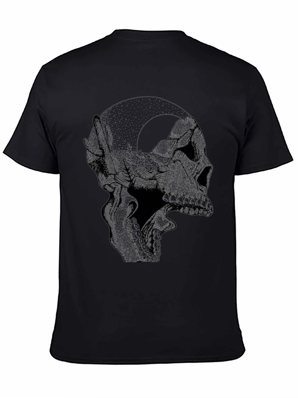 Skull Moon Graphic Black T-Shirt