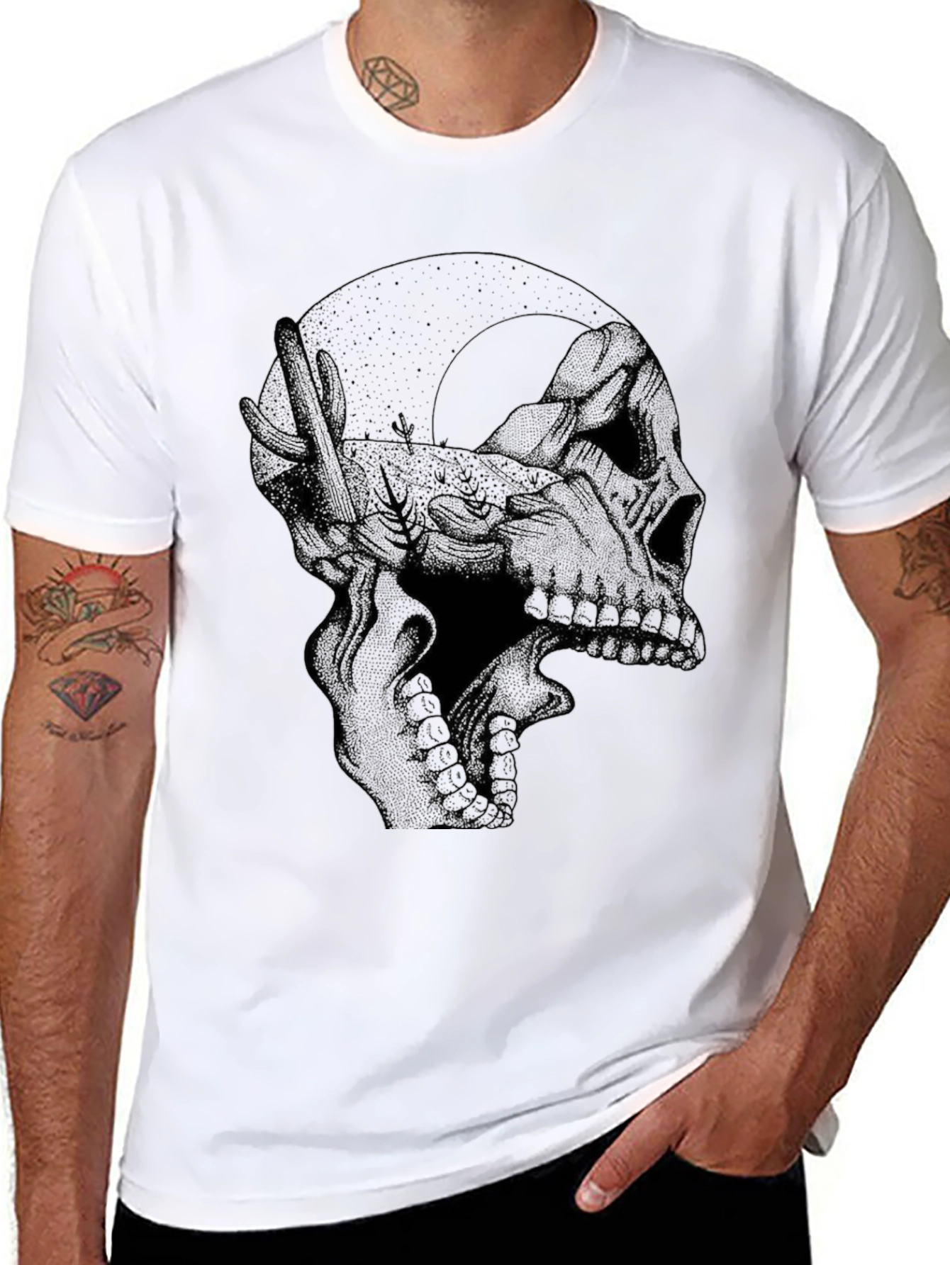 Skull Moon Graphic Black T-Shirt