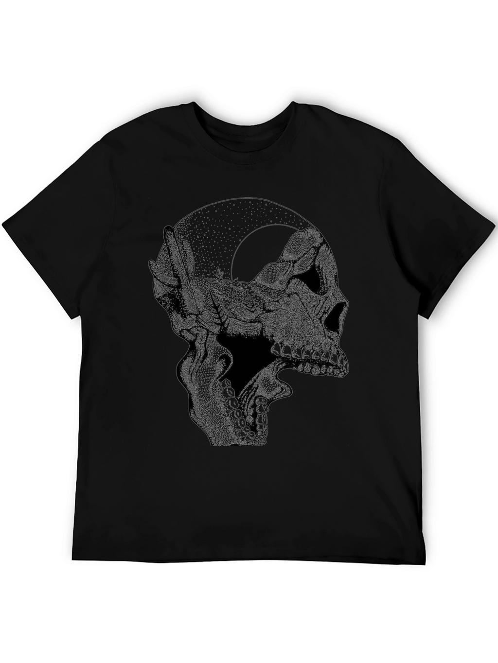 Skull Moon Graphic Black T-Shirt