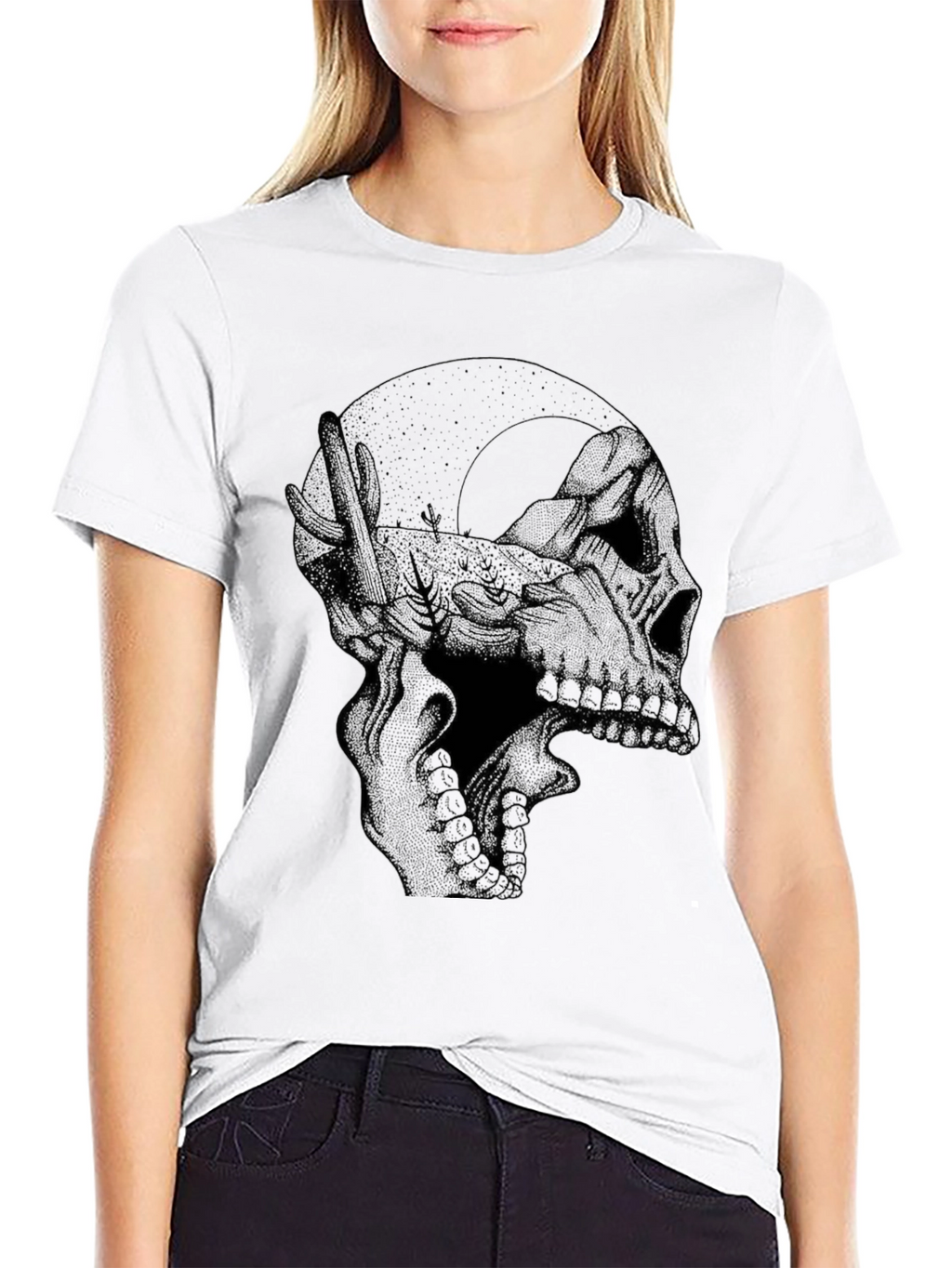 Skull Moon Graphic Black T-Shirt