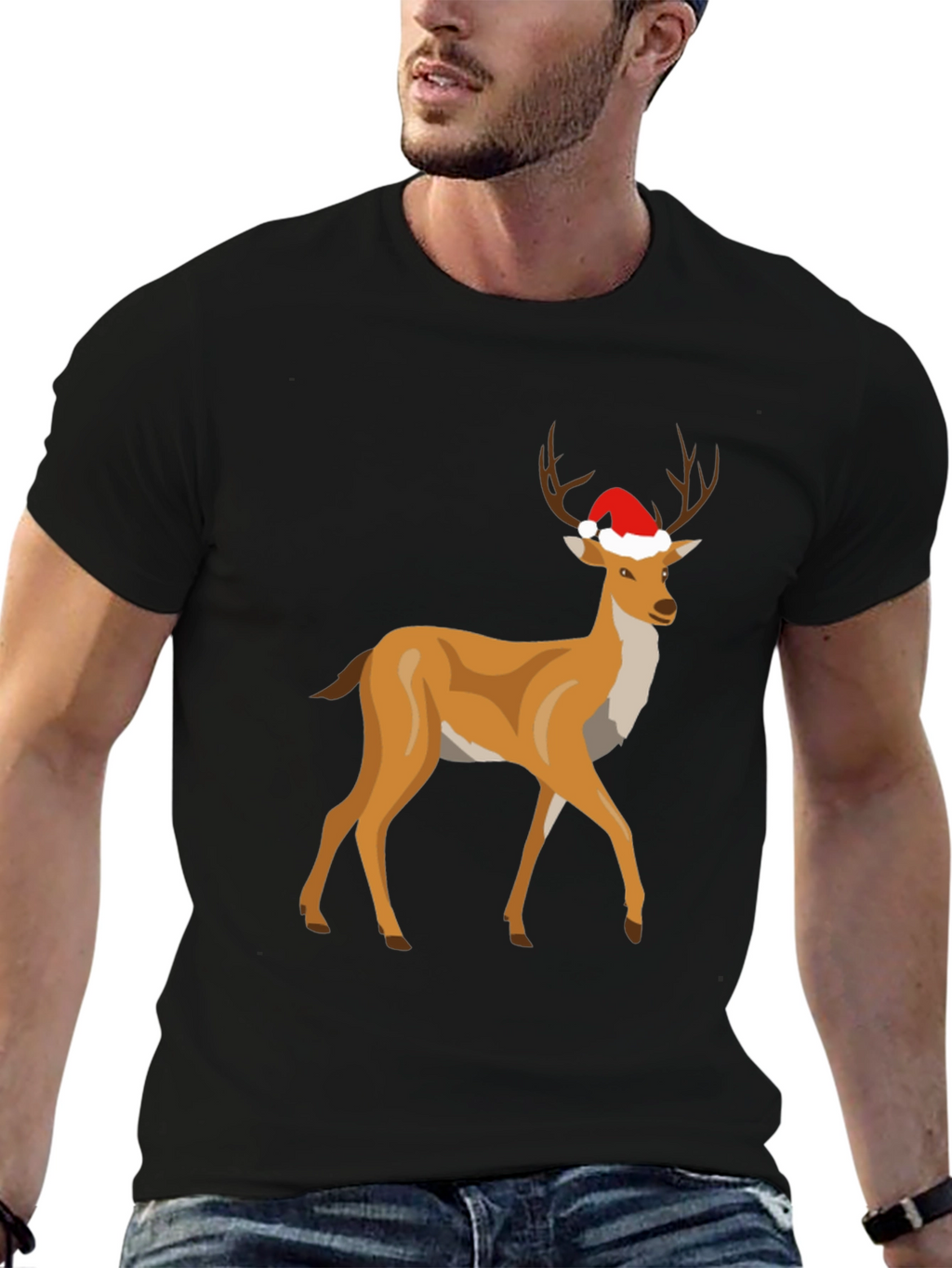 Festive Deer Graphic Tee - Holiday Style