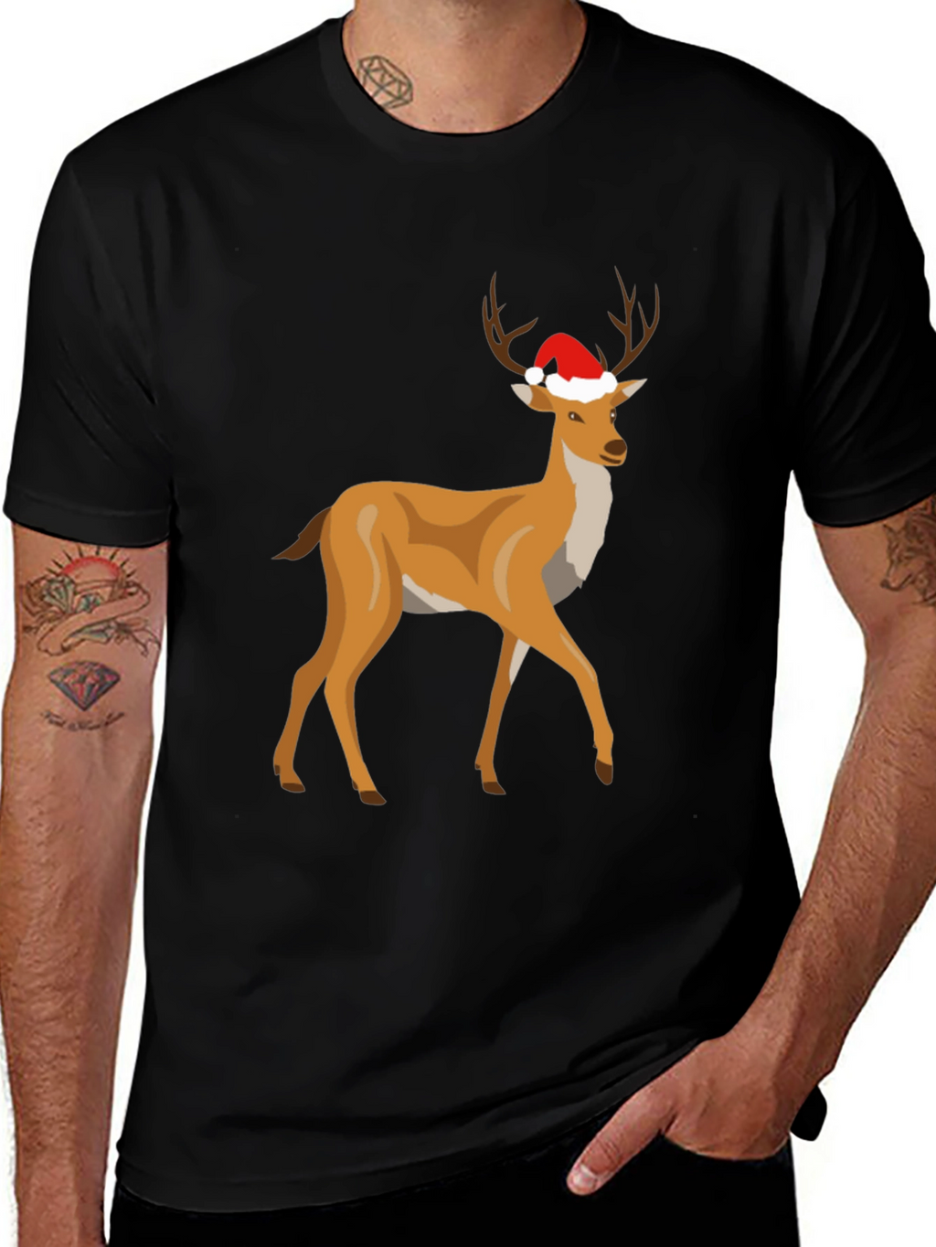 Festive Deer Graphic Tee - Holiday Style
