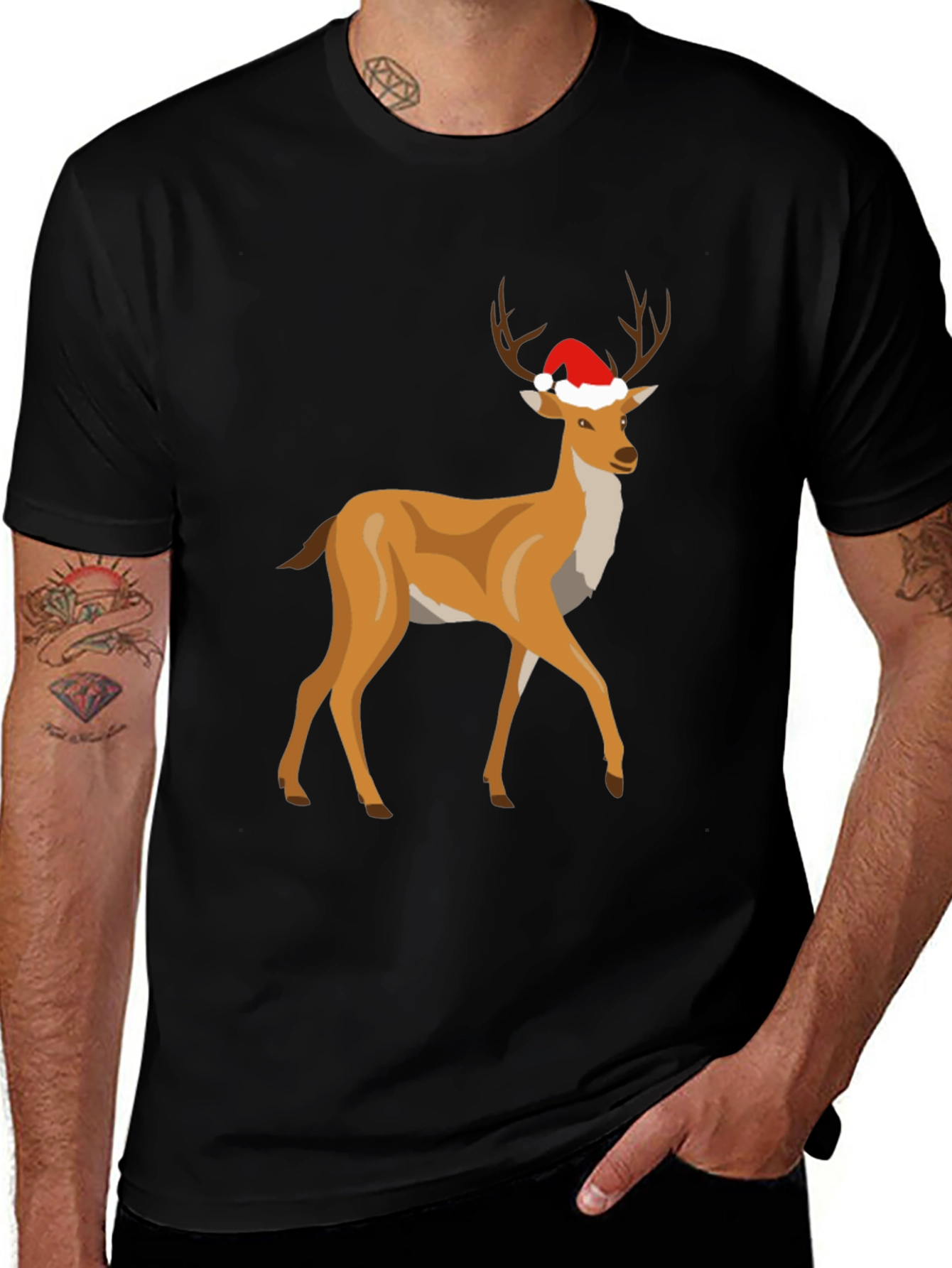 Festive Deer Graphic Tee - Holiday Style