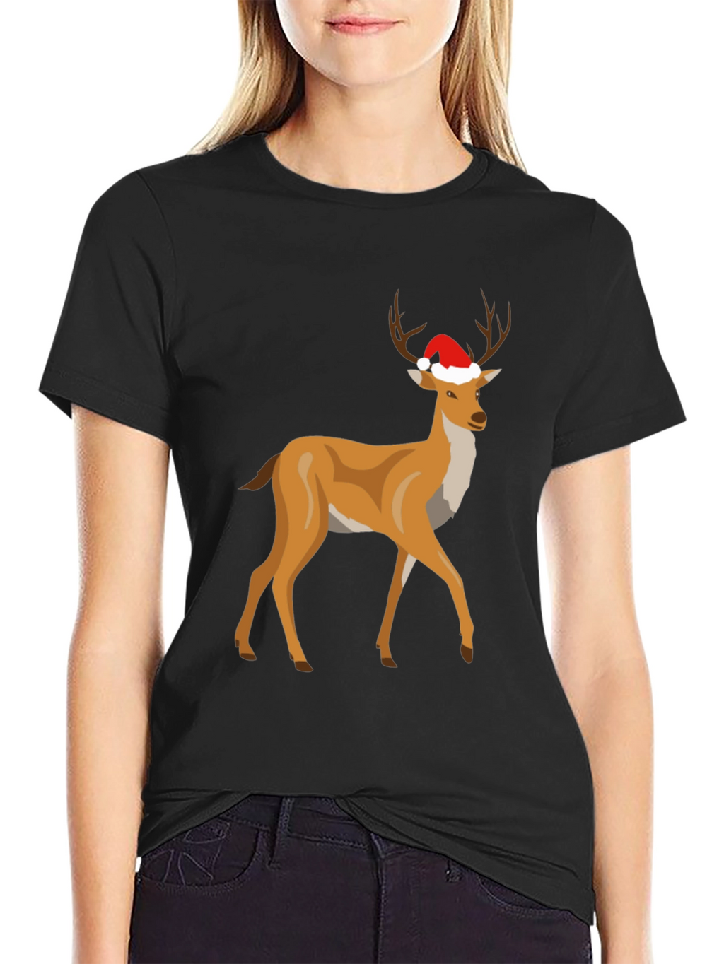 Festive Deer Graphic Tee - Holiday Style