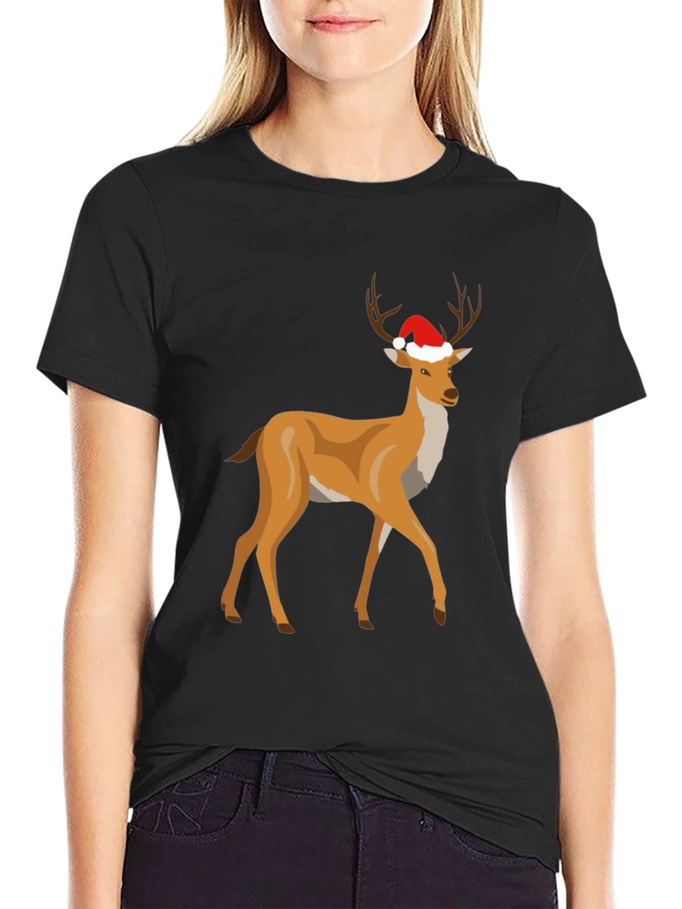 Festive Deer Graphic Tee - Holiday Style