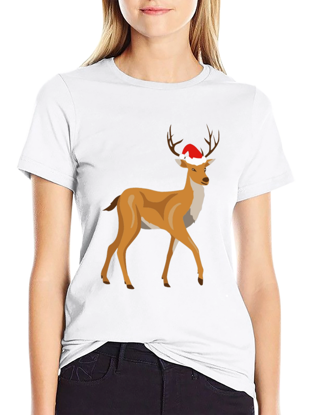 Festive Deer Graphic Tee - Holiday Style