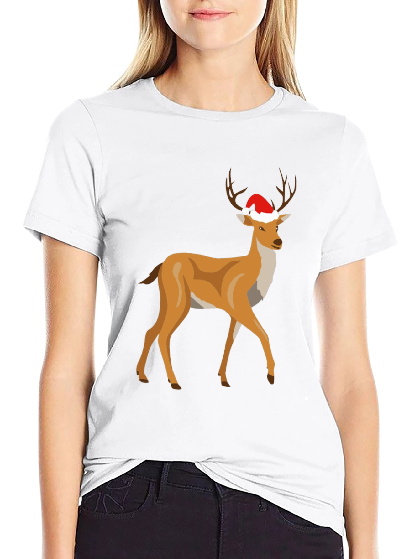 Festive Deer Graphic Tee - Holiday Style