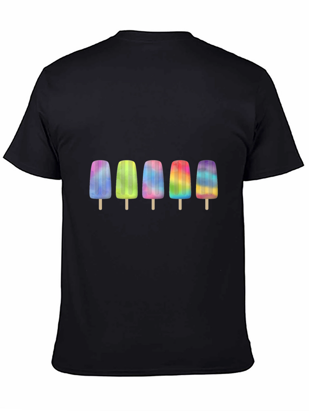 Rainbow Popsicle Graphic Black T-Shirt