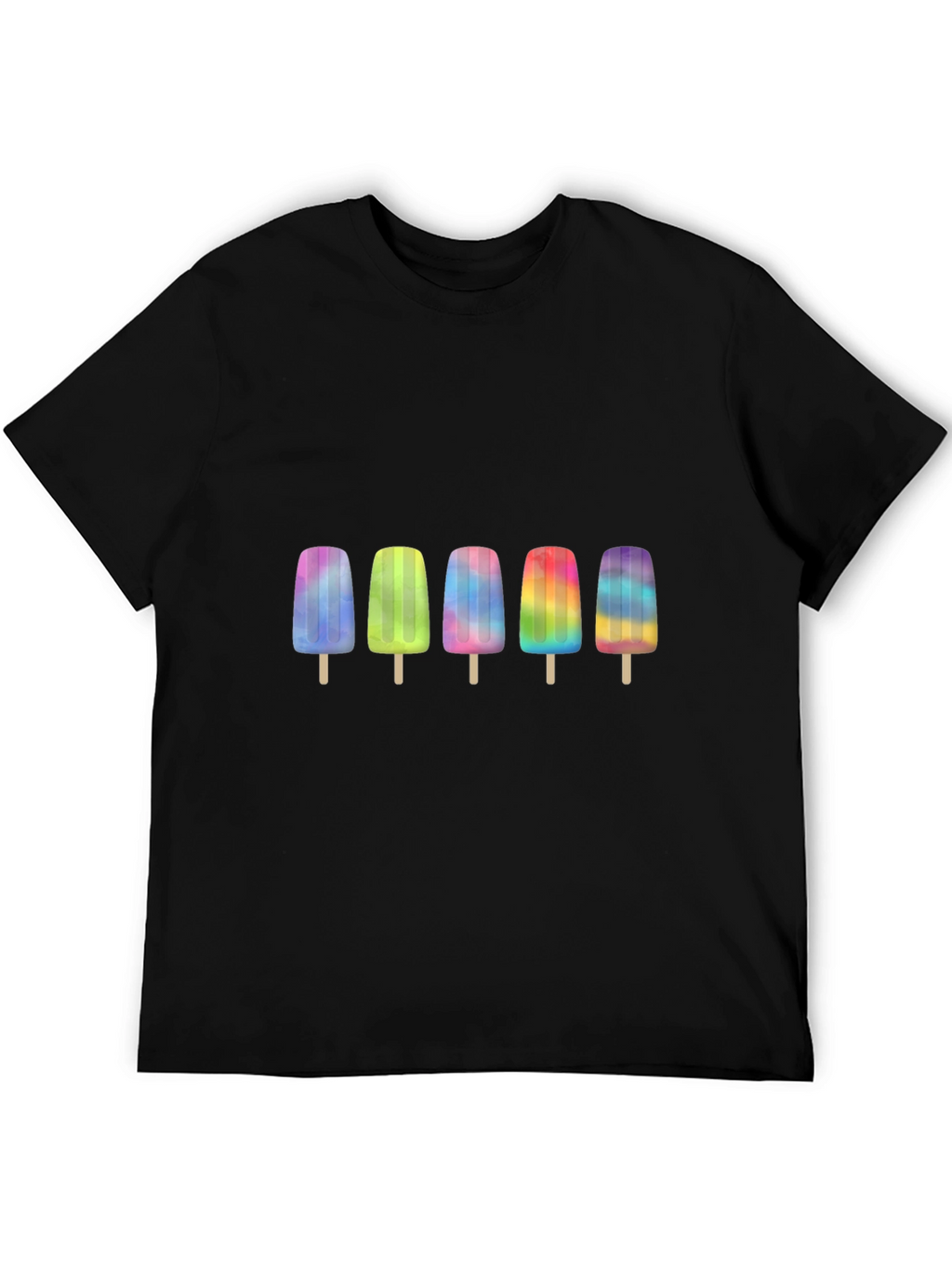 Rainbow Popsicle Graphic Black T-Shirt