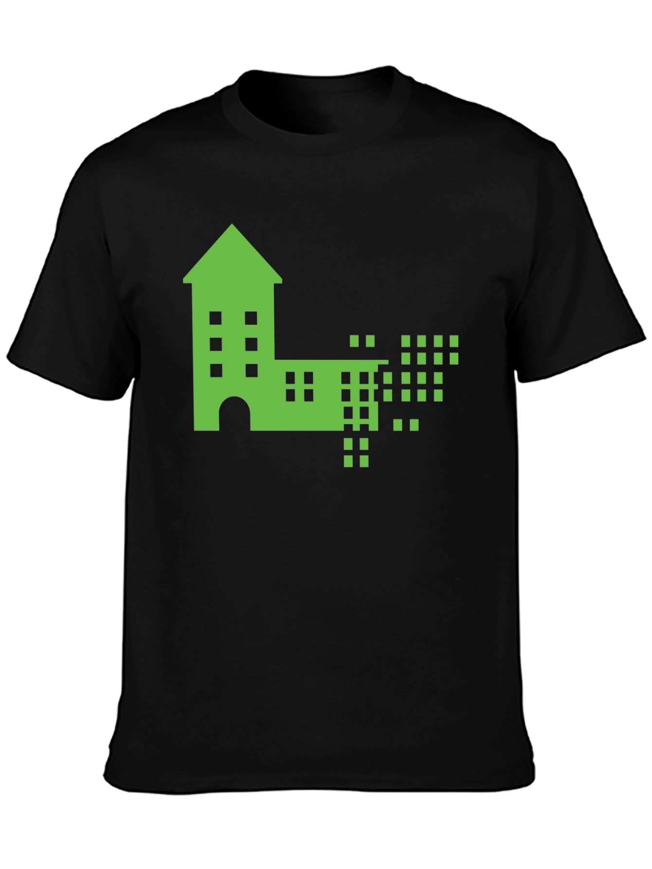 Pixelated Building Graphic T-Shirt