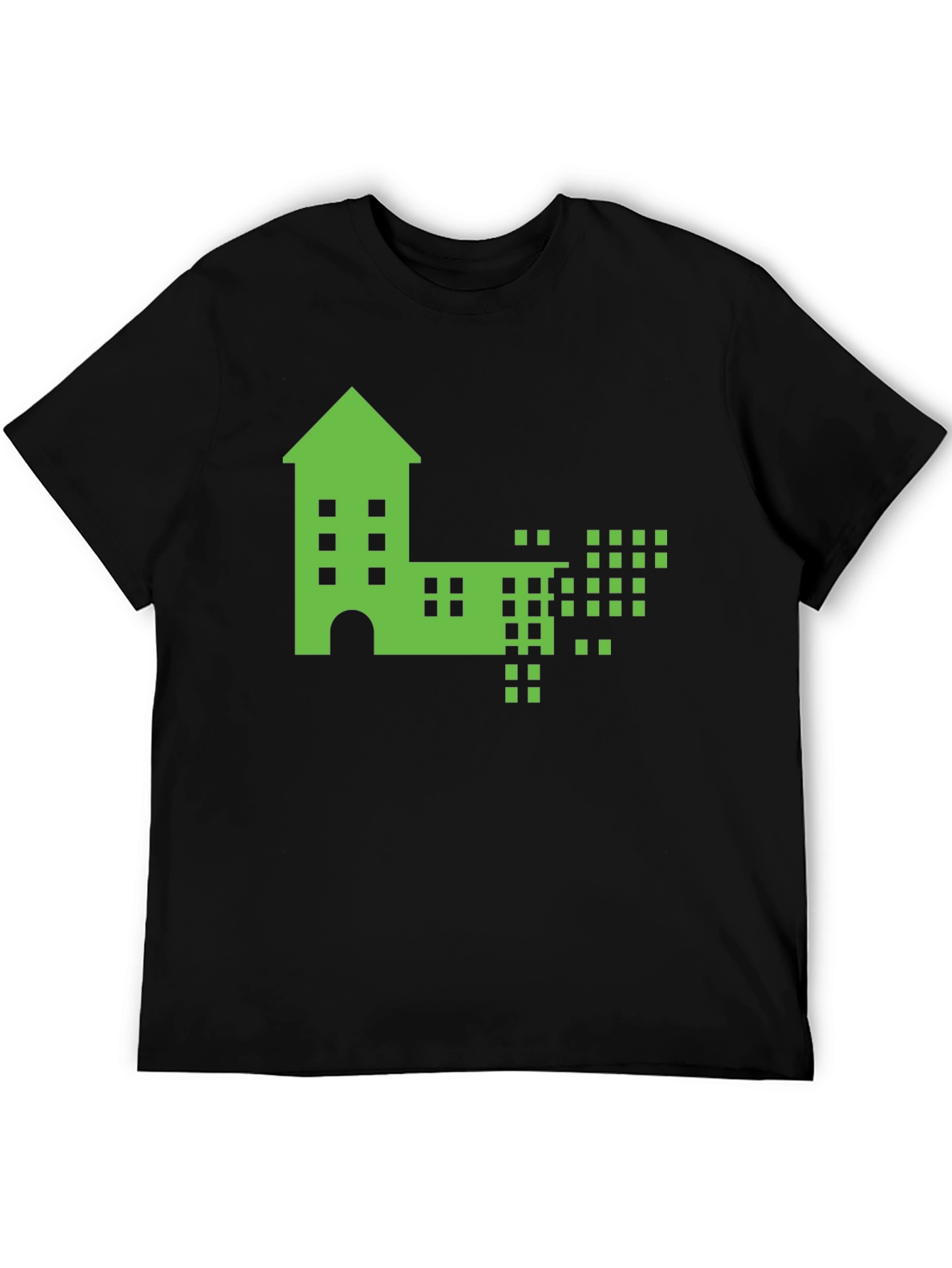 Pixelated Building Graphic T-Shirt