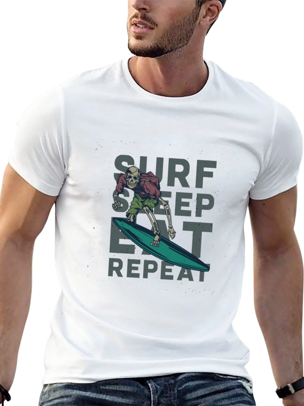 Surf Sleep Eat Repeat Black Graphic Tee