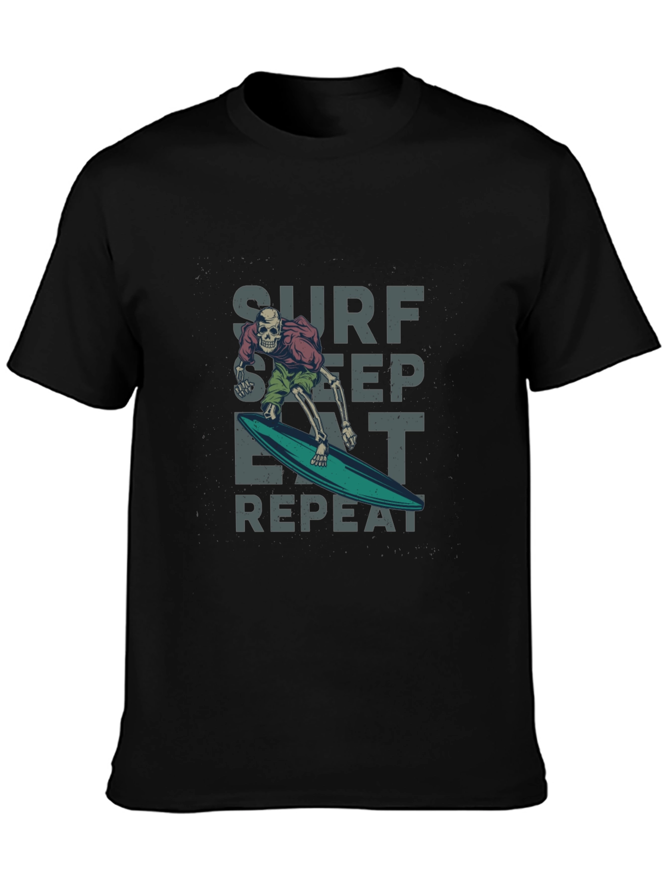 Surf Sleep Eat Repeat Black Graphic Tee