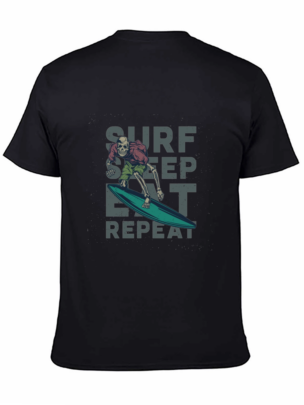 Surf Sleep Eat Repeat Black Graphic Tee