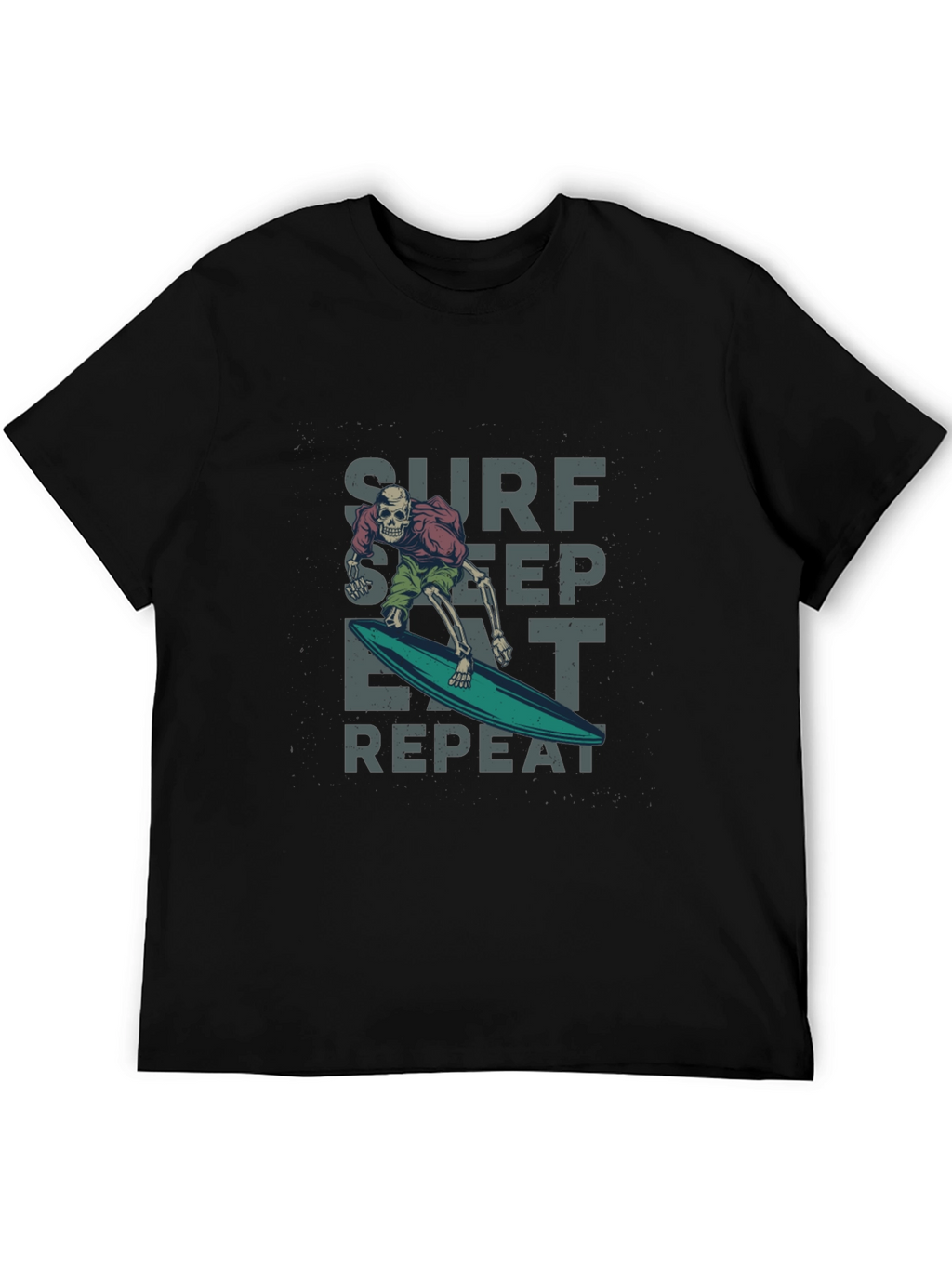 Surf Sleep Eat Repeat Black Graphic Tee