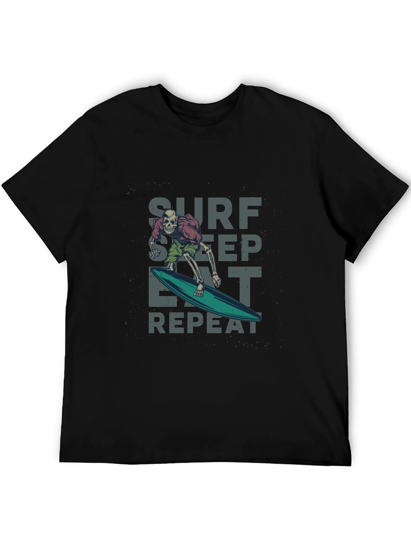 Surf Sleep Eat Repeat Black Graphic Tee