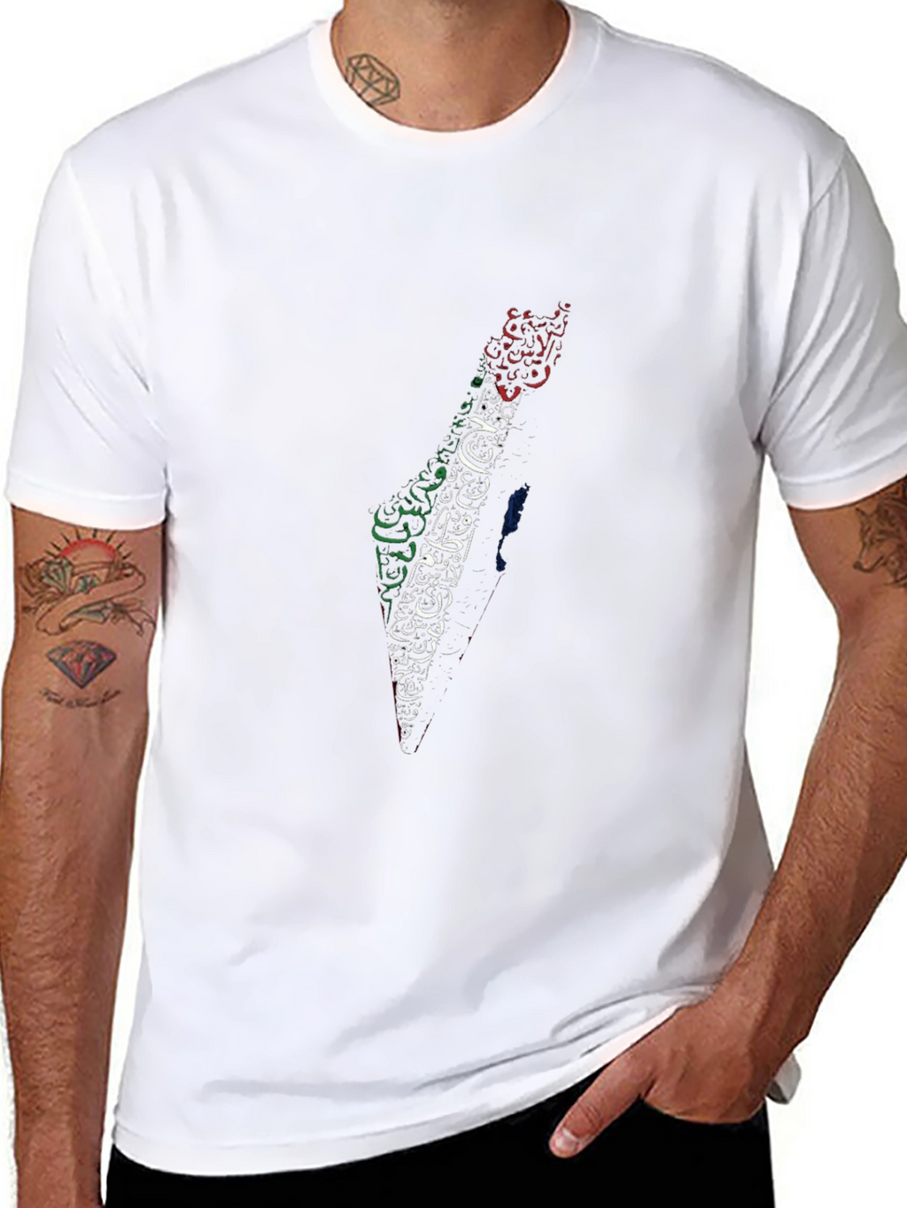 Palestine Map Arabic Calligraphy T-Shirt