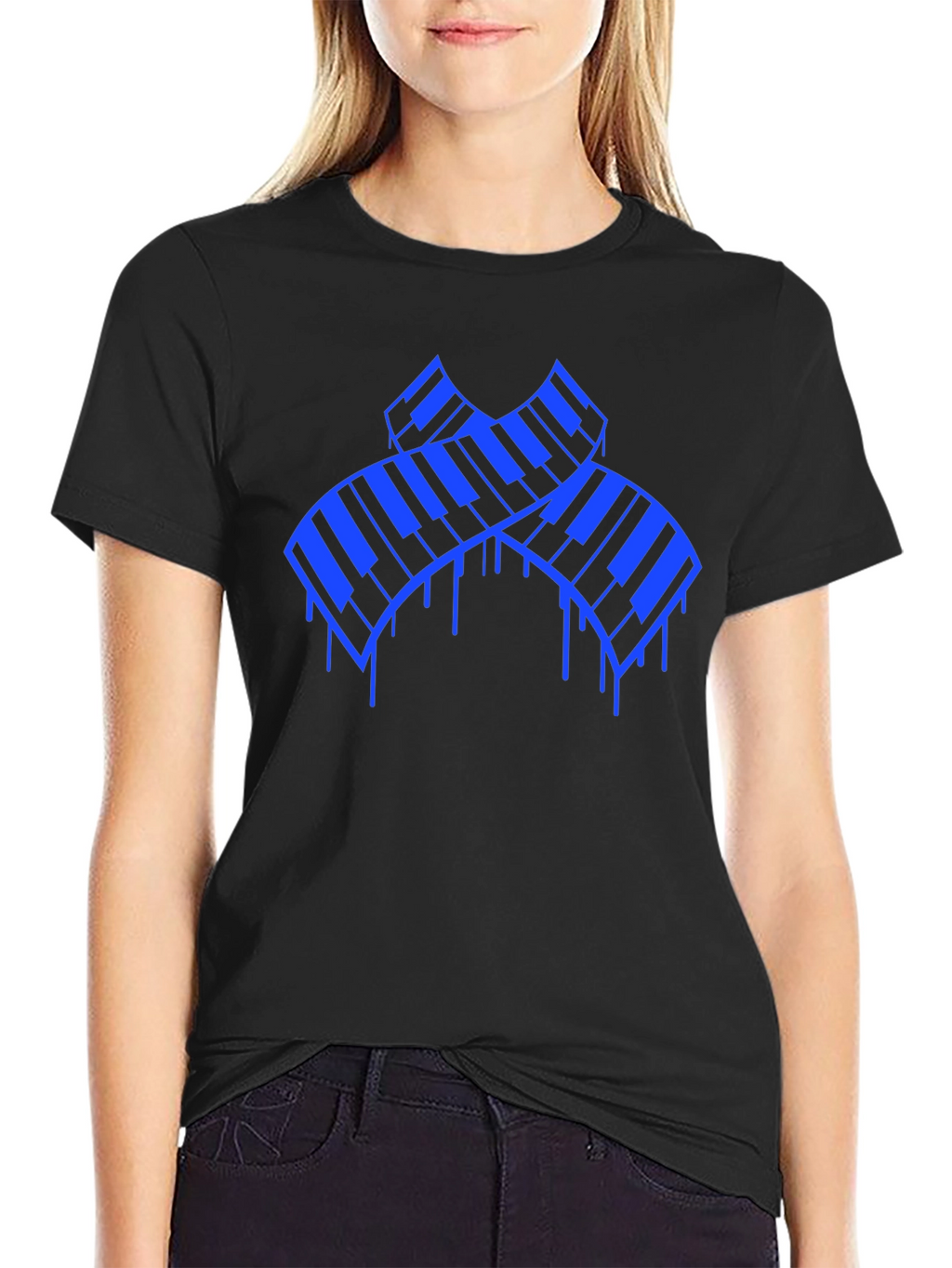 Piano Keys Graphic T-Shirt - Black