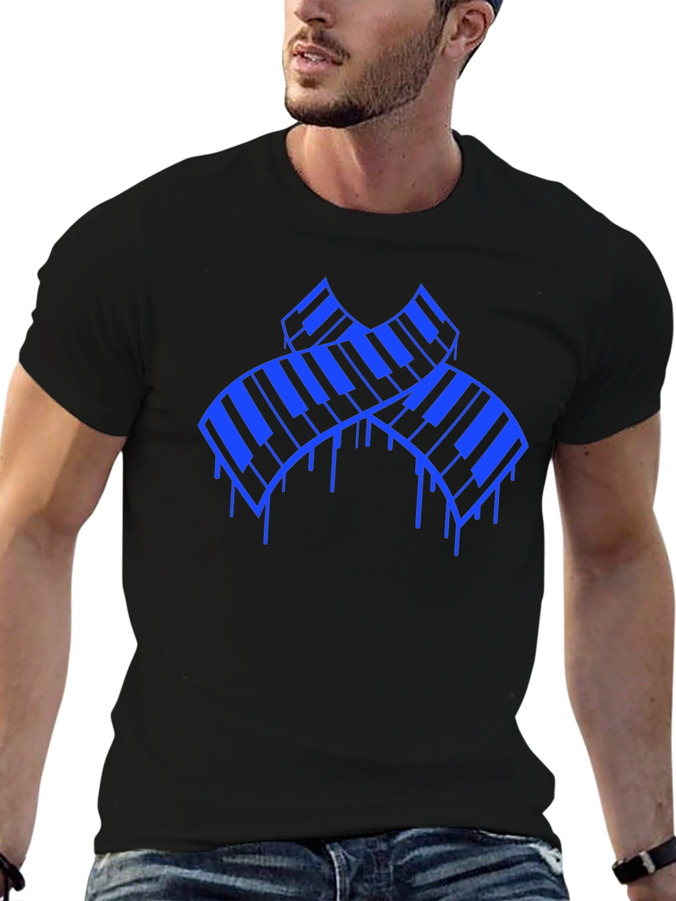 Piano Keys Graphic T-Shirt - Black