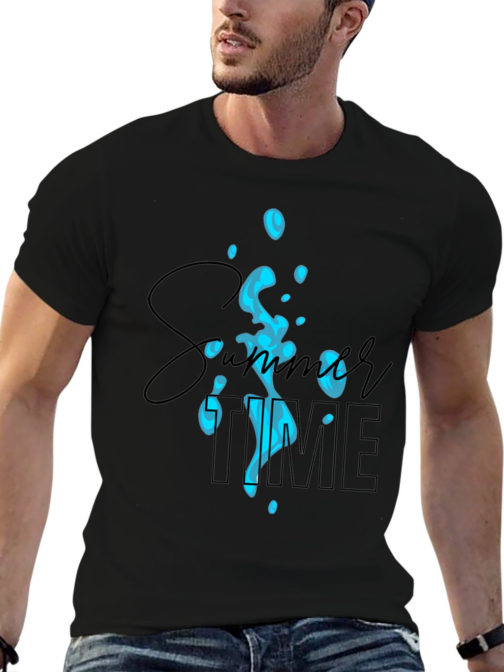 Summer Time Black Graphic Tee